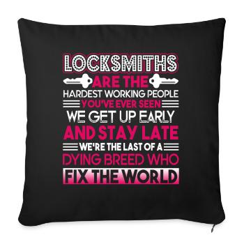 Locksmiths Are The Hardest Working People - Sofa pillowcase 17,3'' x 17,3'' (45 x 45 cm) - black - Front