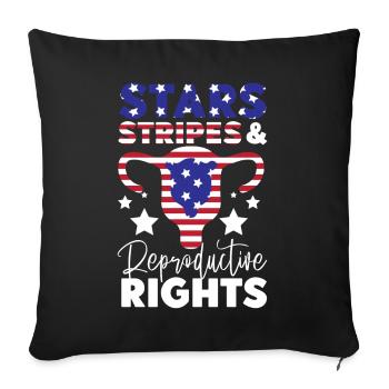 Étoiles féministes du drapeau américain - Housse de coussin décorative 45 x 45 cm - noir - Devant