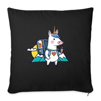 Licorne en tant que géocacheur - Geocaching Geocacher - Housse de coussin décorative 45 x 45 cm - noir - Devant