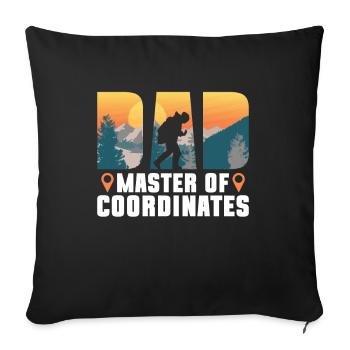 Papa - Maître des coordonnées - Géocaching - Housse de coussin décorative 45 x 45 cm - noir - Devant