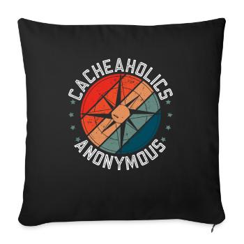 Cacheaholics Anonymous - Geocaching Geocacher - Housse de coussin décorative 45 x 45 cm - noir - Devant