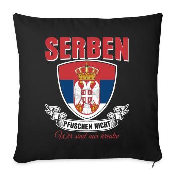 Serbie Drapeau serbe - Housse de coussin décorative 45 x 45 cm - noir - Devant