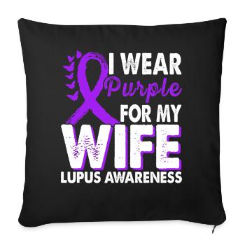 Wear purple for the support of the - Sofa pillowcase 17,3'' x 17,3'' (45 x 45 cm) - black - Front