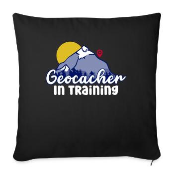 Géocacheur en formation - Geocaching Geocacher - Housse de coussin décorative 45 x 45 cm - noir - Devant