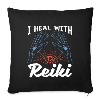 Reiki I Heal With Reiki Meditation Energy Healing - Sofa pillowcase 17,3'' x 17,3'' (45 x 45 cm) - black - Front