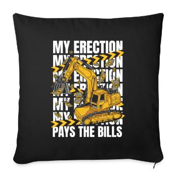 Mon érection paie les factures Cycle de service Pelle sur chenilles - Housse de coussin décorative 45 x 45 cm - noir - Devant