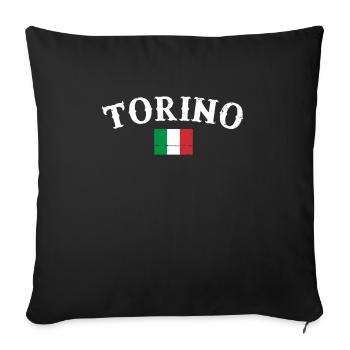 Torino Vintage Italie Drapeau Italien - Housse de coussin décorative 45 x 45 cm - noir - Devant