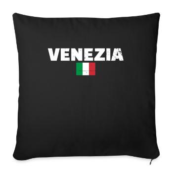 Venezia Vintage Italie Drapeau Italien - Housse de coussin décorative 45 x 45 cm - noir - Devant
