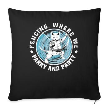 Cats, fencers, gamers, funny fencing, sports, cats - Sofa pillowcase 17,3'' x 17,3'' (45 x 45 cm) - black - Front