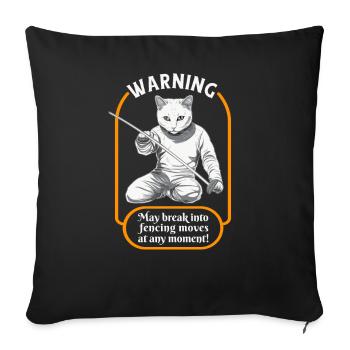 Chats, escrimeurs, joueurs, escrime amusante, sports, chats - Housse de coussin décorative 45 x 45 cm - noir - Devant