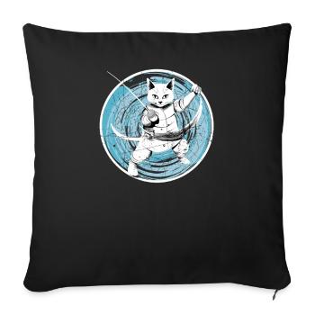 Katzen Fechter gamer Vintage Fechten Sport Katzen - Sofakissenbezug 45 x 45 cm - Schwarz - Vorne