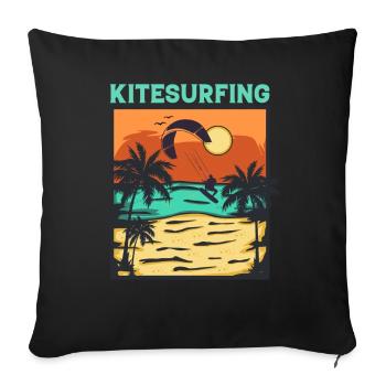 Kitesurfing - Kiteboarding Kitesurf Vintage Kite - Housse de coussin décorative 45 x 45 cm - noir - Devant