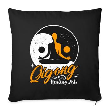 Arts de guérison Qigong Yin Yang Tai Chi Méditation - Housse de coussin décorative 45 x 45 cm - noir - Devant