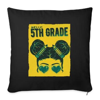 Bonjour 5th Grade Messy Bun Girls Cute Heart Back - Housse de coussin décorative 45 x 45 cm - noir - Devant