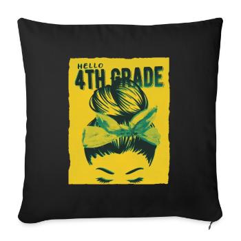 Hello 4th Grade Messy Bun Girls Cute Heart Back - Sofa pillowcase 17,3'' x 17,3'' (45 x 45 cm) - black - Front