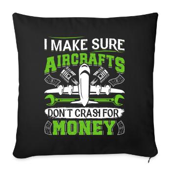 Love Airplane aviation - Sofa pillowcase 17,3'' x 17,3'' (45 x 45 cm) - black - Front