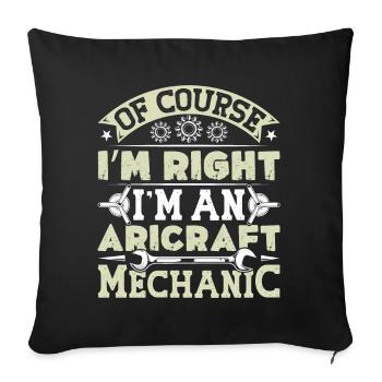 Love Airplane aviation - Sofa pillowcase 17,3'' x 17,3'' (45 x 45 cm) - black - Front