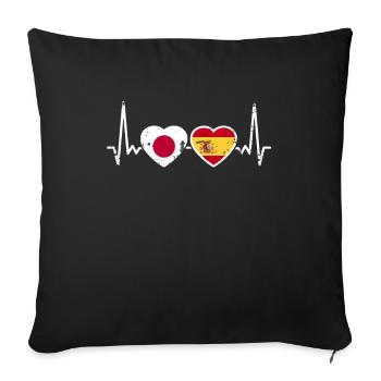 Japan Spain Vintage Heartbeat Flag Japanese - Sofa pillowcase 17,3'' x 17,3'' (45 x 45 cm) - black - Front