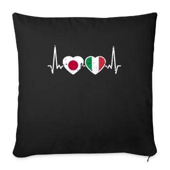 Japan Italy Vintage Heartbeat Flag Japanese - Sofa pillowcase 17,3'' x 17,3'' (45 x 45 cm) - black - Front