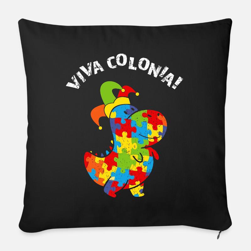 Viva Colonia Karneval Fasching Konfetti Dino - Sofakissenbezug 45 x 45 cm - Schwarz