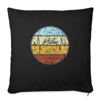 Helles Herzschlag Retro - Sofakissenbezug 45 x 45 cm - Schwarz - Vorne