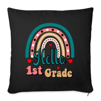 Hello 1st Grade Back To School First Day - Sofa pillowcase 17,3'' x 17,3'' (45 x 45 cm) - black - Front