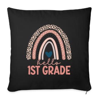 Bonjour 1ère année de rentrée scolaire Premier jour - Housse de coussin décorative 45 x 45 cm - noir - Devant
