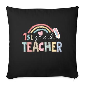Bonjour 1ère année de rentrée scolaire Premier jour - Housse de coussin décorative 45 x 45 cm - noir - Devant