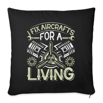Love Airplane aviation - Sofa pillowcase 17,3'' x 17,3'' (45 x 45 cm) - black - Front