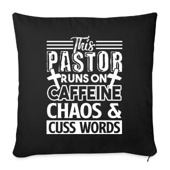 Pastor Pastor Runs On Caffeine - Sofa pillowcase 17,3'' x 17,3'' (45 x 45 cm) - black - Front