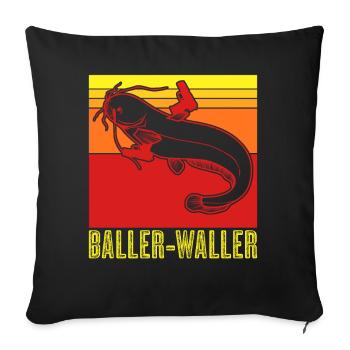 Waller Angel Angler Fisherman Fishing - Sofa pillowcase 17,3'' x 17,3'' (45 x 45 cm) - black - Front