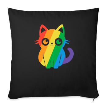 Pride Cat Gay Kawaii Anime LGBT Rainbow Flag - Sofa pillowcase 17,3'' x 17,3'' (45 x 45 cm) - black - Front