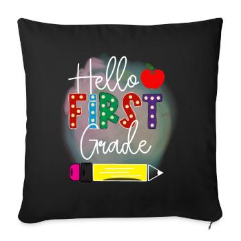 Bonjour 1ère année de rentrée scolaire Premier jour - Housse de coussin décorative 45 x 45 cm - noir - Devant
