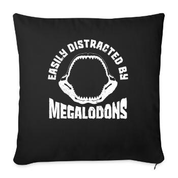 Facilement distrait par les mégalodons - requin mégalodon - Housse de coussin décorative 45 x 45 cm - noir - Devant