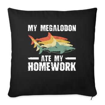 Mon mégalodon a mangé mes devoirs - Housse de coussin décorative 45 x 45 cm - noir - Devant