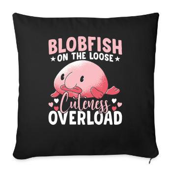 Surcharge de gentillesse du propriétaire de Blobfish - Housse de coussin décorative 45 x 45 cm - noir - Devant