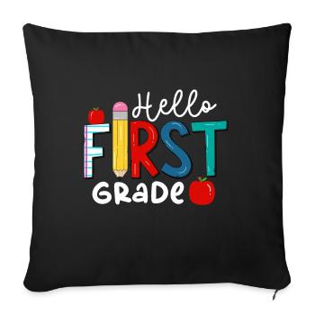 Hello 1st Grade Back To School First Day - Sofa pillowcase 17,3'' x 17,3'' (45 x 45 cm) - black - Front