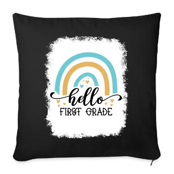Bonjour 1ère année de rentrée scolaire Premier jour - Housse de coussin décorative 45 x 45 cm - noir - Devant