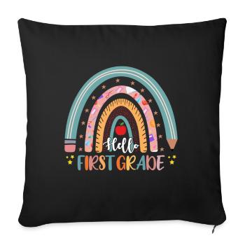 Bonjour 1ère année de rentrée scolaire Premier jour - Housse de coussin décorative 45 x 45 cm - noir - Devant