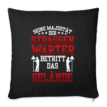 Straßenwärter betritt das Gelände Straßenbauer - Sofakissenbezug 45 x 45 cm - Schwarz - Vorne