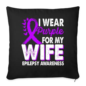Wear purple for the month of the - Sofa pillowcase 17,3'' x 17,3'' (45 x 45 cm) - black - Front
