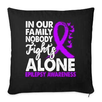"No one fights alone" month to raise awareness about - Sofa pillowcase 17,3'' x 17,3'' (45 x 45 cm) - black - Front