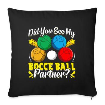 Jeu de pétanque amusant - Housse de coussin décorative 45 x 45 cm - noir - Devant