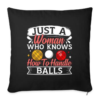 Jeu de pétanque amusant - Housse de coussin décorative 45 x 45 cm - noir - Devant