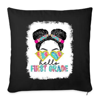 Hello 1st Grade Back To School First Day - Sofa pillowcase 17,3'' x 17,3'' (45 x 45 cm) - black - Front