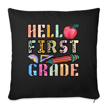 Bonjour 1ère année de rentrée scolaire Premier jour - Housse de coussin décorative 45 x 45 cm - noir - Devant