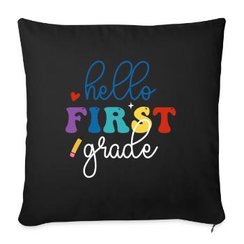 Bonjour 1ère année de rentrée scolaire Premier jour - Housse de coussin décorative 45 x 45 cm - noir - Devant