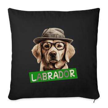 Labrador with hat dog mom dog daddy Labbi Wauwau - Sofa pillowcase 17,3'' x 17,3'' (45 x 45 cm) - black - Front