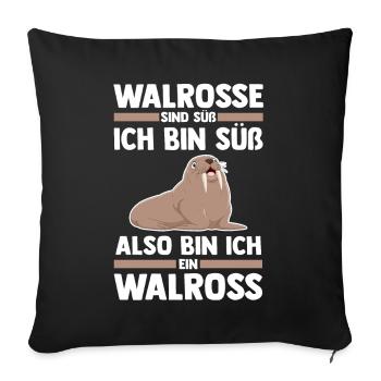 Walross - Sofakissenbezug 45 x 45 cm - Schwarz - Vorne