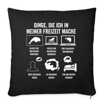 Walross - Sofakissenbezug 45 x 45 cm - Schwarz - Vorne